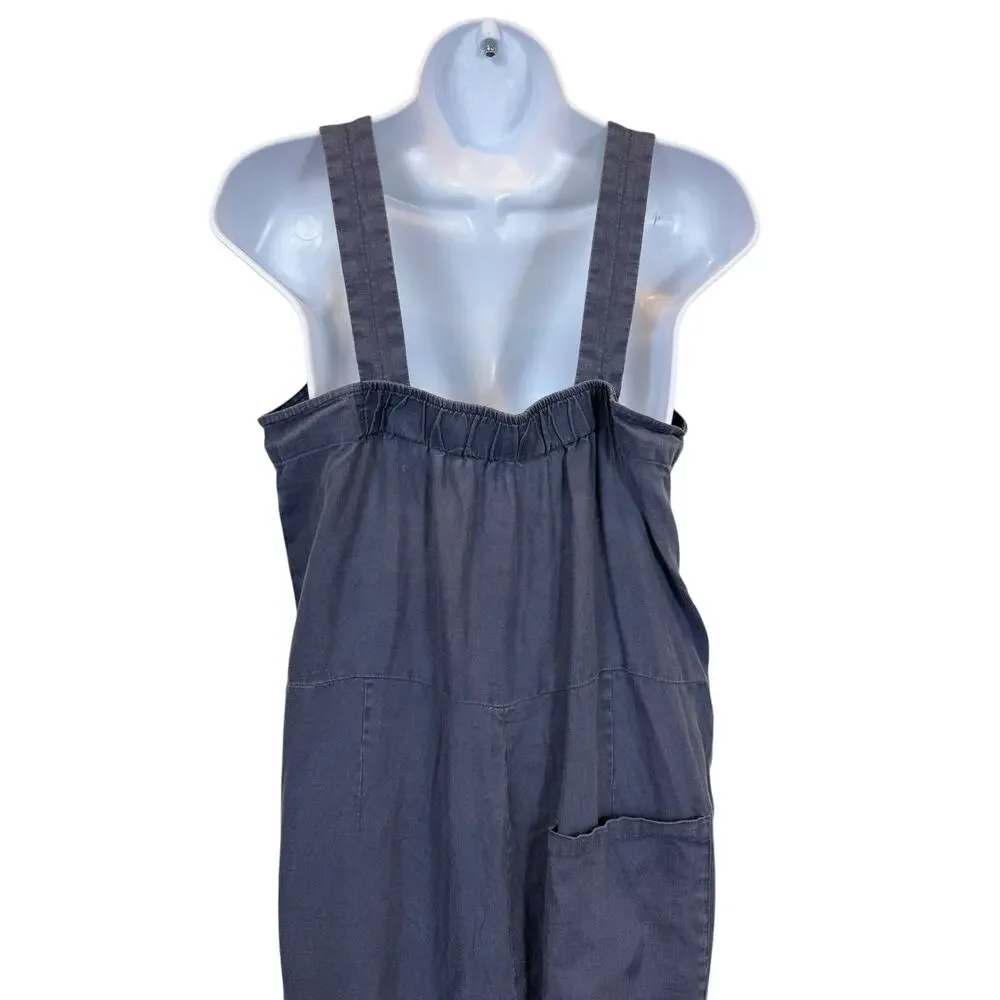 Everlane Jumpsuit Womens 6 Blue Linen Wide Leg Sleeveless Pockets Lagenlook